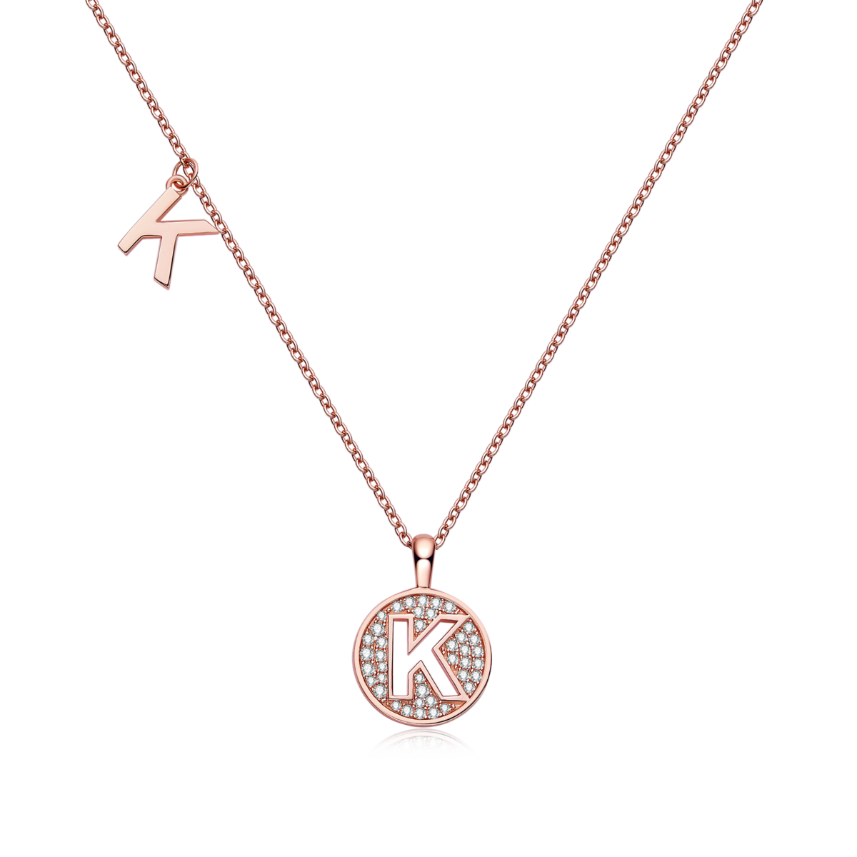 K pendant S925 silver plated rose gold Moissanite light luxury letter necklace